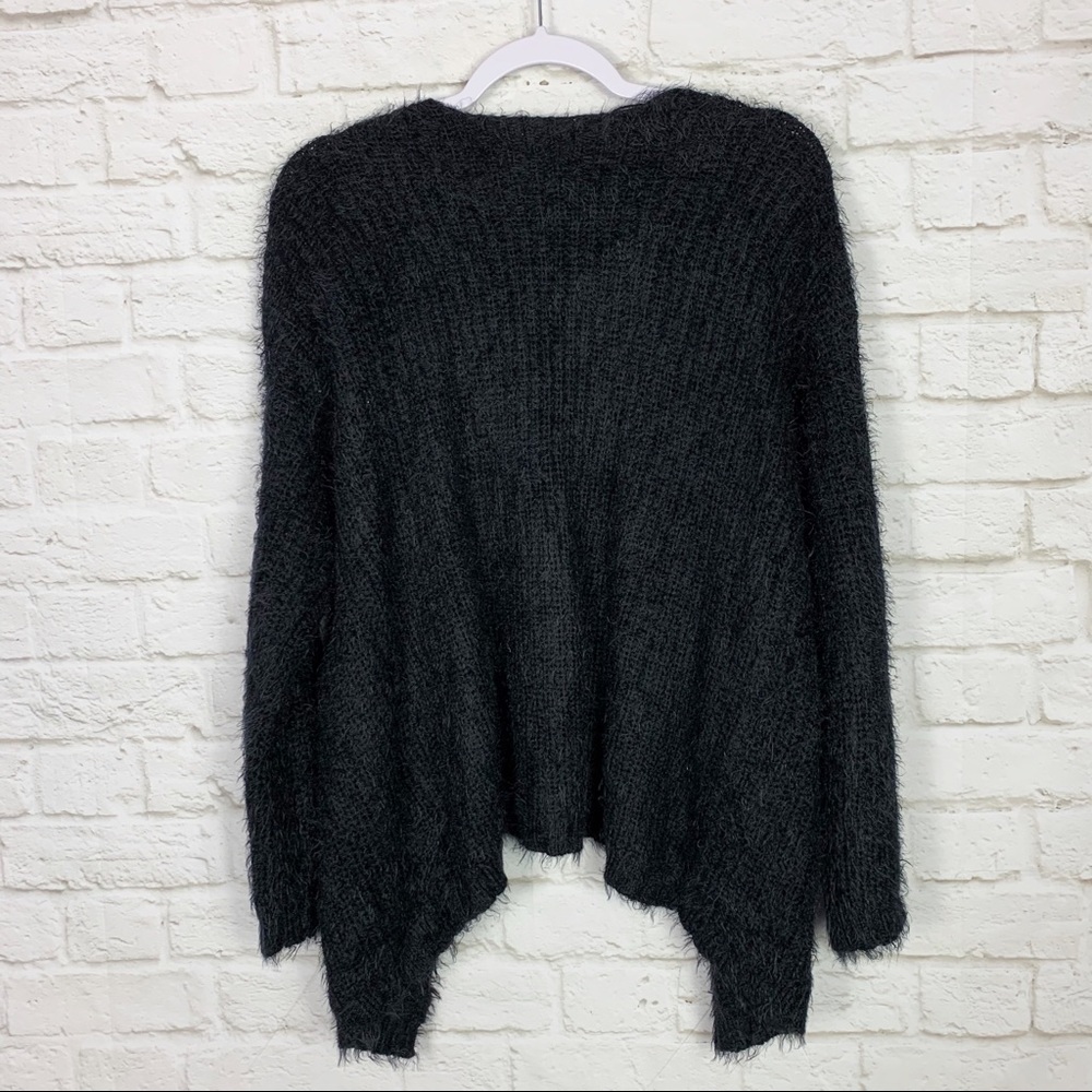 Subdued Black Fuzzy Comfy Open Front Cardigan Os - image 2